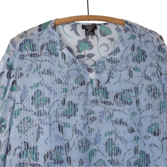 DUE Per DUE for HSN Women Plus size 100% Silk 2X Long Sleeves Blouse - Picture 2 of 9